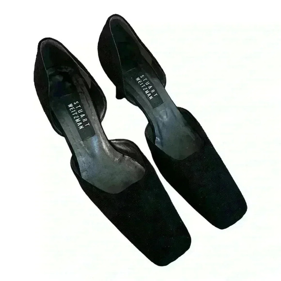 Stuart Weitzman Square Toe Black Heels Size 9 AAAA - Picture 1 of 9